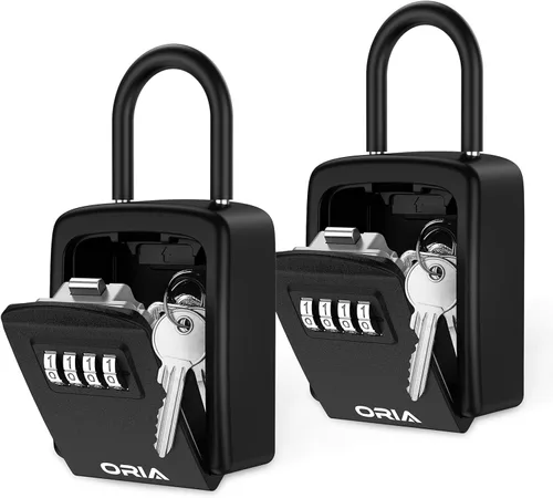Vista 8 de ORIA Caja de bloqueo de llaves, caja de seguridad para llaves, combinación de 4 dígitos, caja de bloqueo de almacenamiento de llaves impermeable