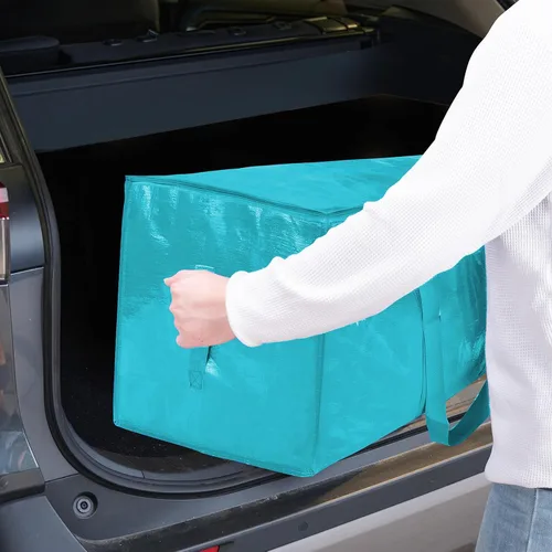 Vista 10 de TICONN Paquete de 2 bolsas de mudanza extra grandes resistentes con cremalleras y asas de transporte, bolsas de almacenamiento duraderas