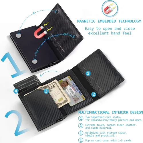 Vista 3 de ZIKEE Billetera minimalista para hombre, bolsillo frontal