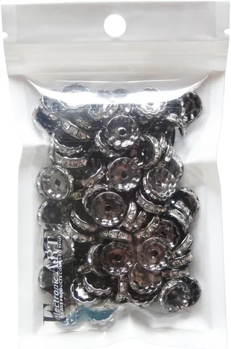 Vista 3 de Calidad rubyca 100pcs Checa vidrio Gunmetal Negro Ronda y Wavy Rondelle Spacer