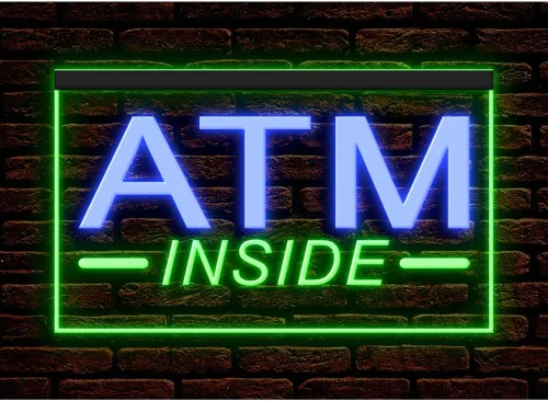 Vista 22 de 120049 ATM Inside 24 Hour Deposit Check Banking Display LED Light Letrero de neón (12 x 8 pulgadas, 16 colores por control remoto)