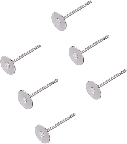 Vista 14 de Craftdady Juego de 60 aretes de acero inoxidable de 0.197 in, dorados, plateados, dorados, plateados, aretes en blanco, kit de fabricación