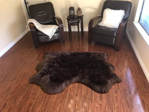 Vista 54 de LAMBZY Alfombra de piel de oveja auténtica, parte inferior gruesa y fuerte, fácilmente lavable, resistente a las manchas, perfecta para sala