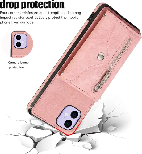 Vista 7 de Asuwish Funda de teléfono para iPhone 11 6.1 con correa cruzada para muñeca, soporte para tarjetas de crédito, accesorios de cuero para celulares