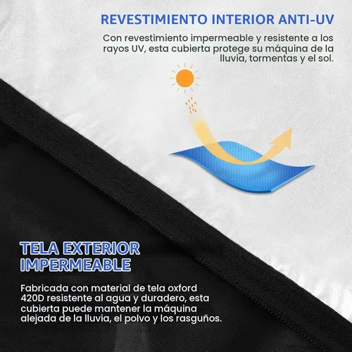 Vista 3 de ANMINY Funda para lavadora para carga frontal superior, impermeable para exteriores, resistente al polvo, al sol, resistente al viento, cremallera