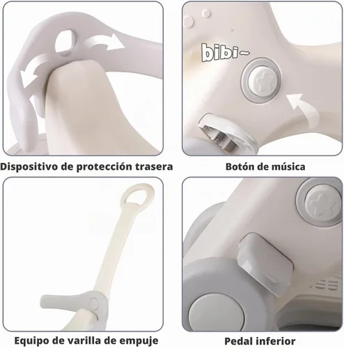 Vista 4 de Caballo mecedor 4 en 1 para niños pequeños de 1 a 3 años, juguete mecedor Blanco