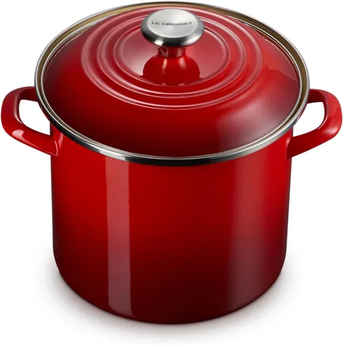 Vista 22 de Le Creuset - Olla tradicional esmaltada en acero, 12 cuartos de galón, Oliva con pomos de acero inoxidable