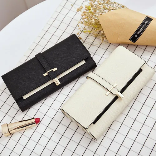 Vista 7 de Cartera de cuero triple grande para mujer