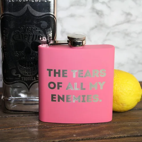 Vista 4 de The Tears Of All My Enemies Flask 6oz. Stainless Steel Powder Coated (Black)