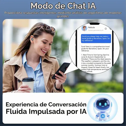 Vista 9 de Auriculares de traducción AI en tiempo real, traductor de 134 idiomas Oro rosado