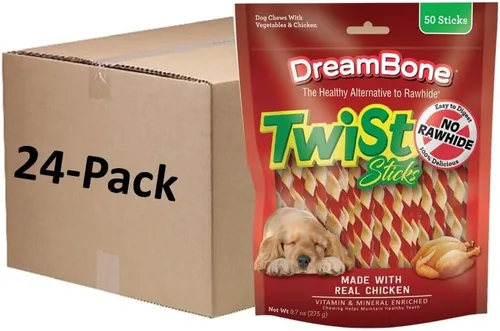 Vista 14 de Dreambone Twist Sticks - Masticables para perros sin cuero crudo, hechos con pollo real, 100 unidades (paquete de 1) Masticable diario, digiere