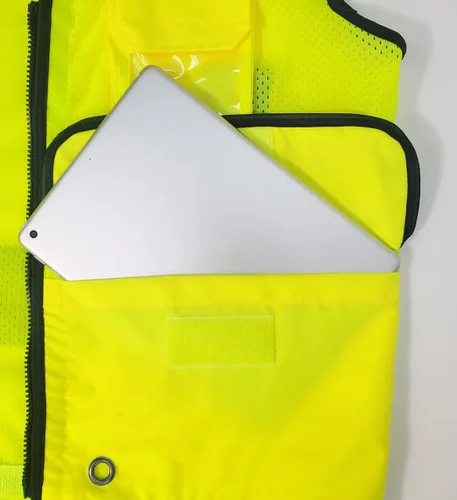 Vista 6 de SU350G Surveyors Clase 2 - Chaleco de seguridad con bolsillos para tablet y acolchado para el cuello, cumple con la norma ANSI/ISEA 107-2015, Verde