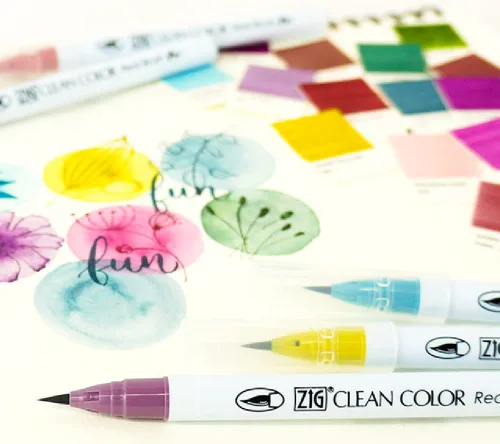 Vista 5 de Kuretake ZIG Clean Color Real Brush NUEVO 30 colores con puntas de pincel flexibles, bolígrafos de acuarela para pintar, dibujar, caligrafía