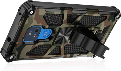 Vista 7 de Funda para Moto G Play 2021, grado militar, cubierta probada contra caídas, soporte integrado compatible con soporte magnético para automóvil, funda