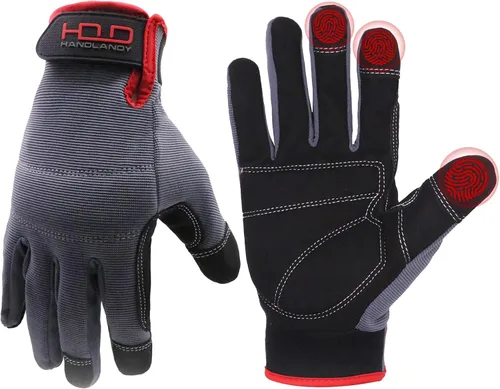 Vista 16 de HANDLANDY Guantes de trabajo para hombre y mujer, guantes de trabajo de mecánicos de uso general con pantalla táctil, guantes de trabajo flexibles