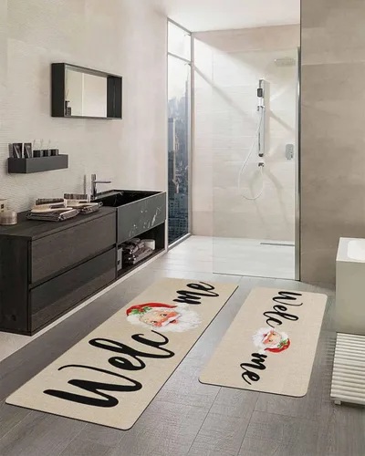 Vista 2 de Tapete de baño de Santa para bañera, antideslizante, de secado rápido y absorbente, tierra de diatomeas, fregadero de ducha para dormitorio, cocina