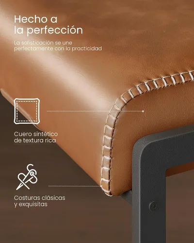 Vista 4 de VASAGLE Colección EKHO - Juego de 2 Taburetes de Bar, Taburetes de Altura de Mostrador con Respaldo, Taburetes de 26.4 Pulgadas, De Cuero Sintético