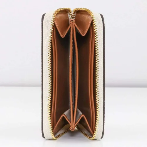 Vista 3 de Michael Kors Jet Set - Funda pequeña con cremallera alrededor de la tarjeta VanillaAcorn