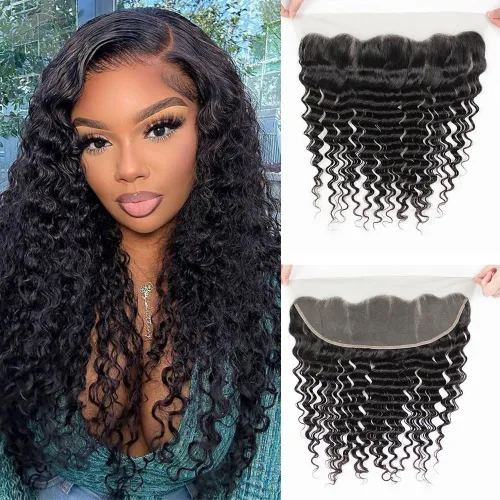 Vista 15 de CHEEON Frontal de encaje HD de 13 x 4 de 12 pulgadas, cabello humano brasileño ondulado con cierre frontal de encaje, 100% cabello humano virgen sin