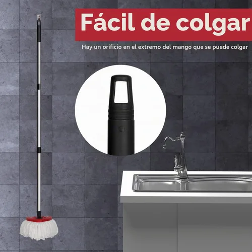 Vista 5 de Mango de repuesto para trapeador giratorio, mango de repuesto de 4 secciones de 30 a 58 pulgadas, compatible con trapeador giratorio O-Ceda, mango
