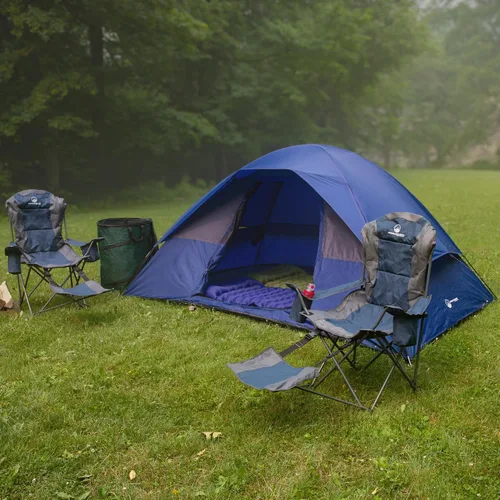 Vista 5 de Camping Tent - Water-Resistant Cabin Style Outdoor Shelter with Built-in Screen Tent and Carrying Bag by Wakeman Outdoors Azul