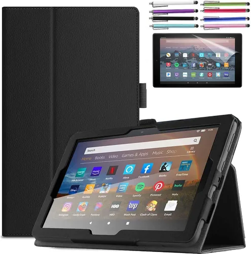 Vista 6 de Funda para tablet Amazon Fire HD 10 de 10.1 pulgadas (13ª generación, lanzada en 2023) – Funda delgada y ligera de piel sintética + 1 protector