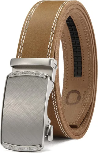 Vista 26 de CHAOREN Cinturón para hombre de cuero con trinquete - Ajuste personalizable, estilo sin esfuerzo (35 mm)
