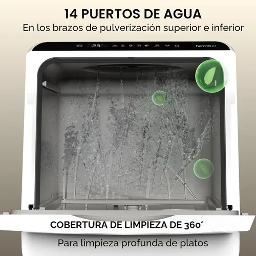 Vista 6 de Hermitlux Lavavajillas portátiles para encimera, 5 programas de lavado, mini lavavajillas con tanque de agua integrado de 5 litros para apartamentos