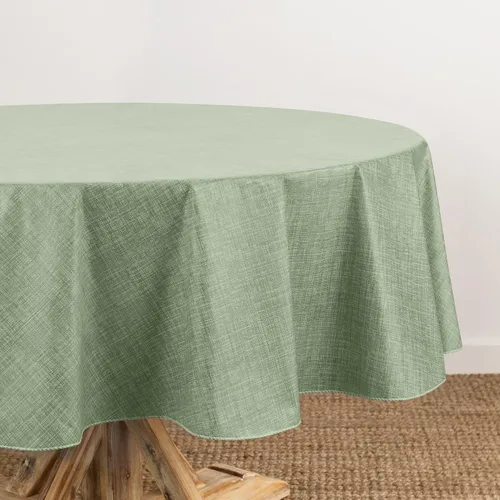 Vista 8 de Elrene Home Fashions - Mantel de vinilo con respaldo de franela inspirado en lino Monterey, resistente al agua y a las manchas, 52 pulgadas X 52 Azul