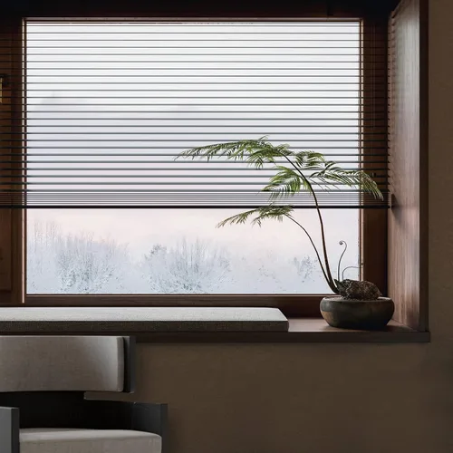 Vista 2 de Mini persianas de aluminio inalámbricas de 1 pulgada, persiana de privacidad horizontal anti-UV negra, mini persiana personalizada para ventanas