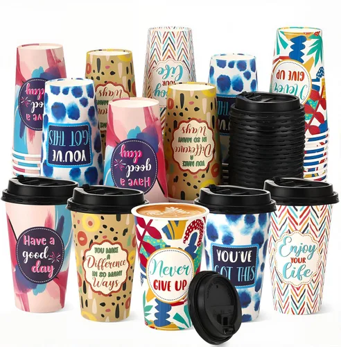 Vista 8 de Paquete de 50 tazas de café desechables de 16 onzas con tapas
