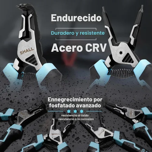 Vista 2 de SHALL Juego de Alicates para Anillos de Retención, 4 Piezas de Alicates para Anillos de Retención Resistentes de 7", Alicates para Anillos