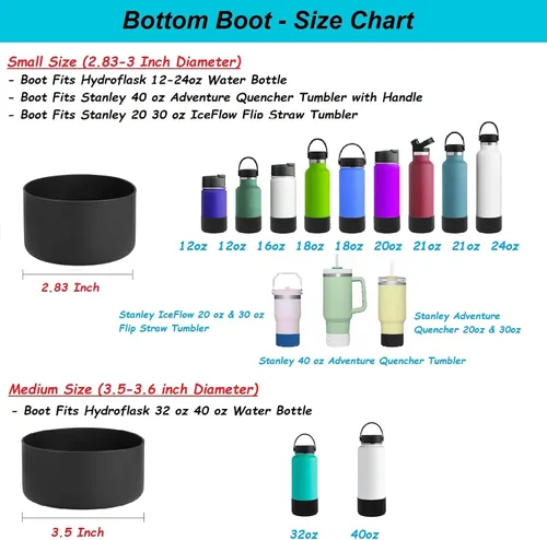 Vista 2 de Bota de silicona para botella de agua Hydro Flask de 12 a 40 onzas, bota para Stanley Cup 40 30 onzas, botas inferiores para botellas de agua Negro