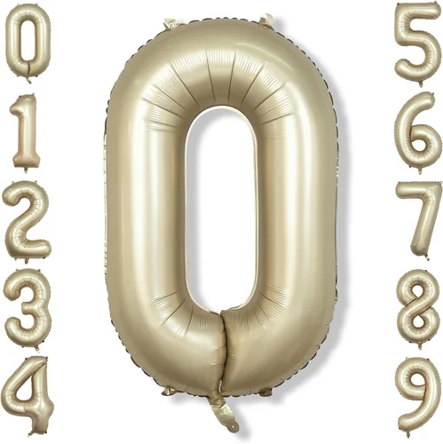 Vista 24 de Globos de Sirena Número 0 de 40 Pulgadas, Juego de Globos de Números Grandes Morado Verde Azulado Arcoíris 0-9, Globos de Números de Papel