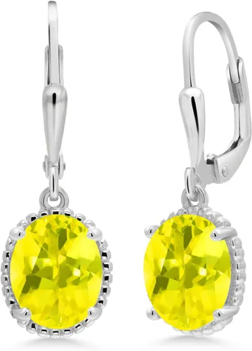Vista 42 de Gem Stone King Aretes colgantes de gota para mujer, plata de ley 925, piedra natal ovalada de 0.354 x 0.276 in, joyería fina, regalos para ella