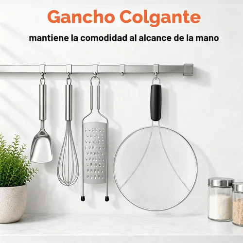 Vista 7 de Pantalla contra salpicaduras para sartén de 13 pulgadas, protector de salpicaduras de grasa de acero inoxidable, protector contra salpicaduras