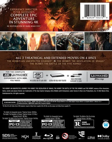 Vista 3 de The Hobbit Motion Picture Trilogy (Extended & Theatrical)(4K Ultra HD)