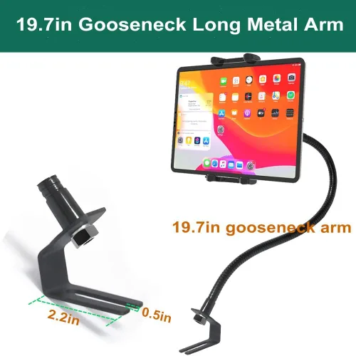 Vista 3 de Soporte para tablet de asiento de automóvil para tablet y teléfono de 4 a 13 pulgadas, resistente soporte de brazo de cuello de cisne de 19.7