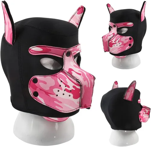Vista 4 de Bozal de neopreno para cachorro, capucha para perro, máscara de juego