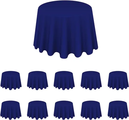 Vista 10 de LALAPORT Paquete de 10 manteles redondos de poliéster de 108 pulgadas color negro de alta calidad para bodas, fiestas, eventos, banquetes, bufés