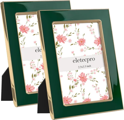 Vista 54 de eletecpro 4x6 Enamel Picture Frame with Real Glass Cover, Pink, 1-Pack Rosa con oro