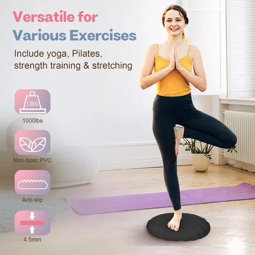 Vista 5 de kisnbld Cojín Tambaleante, Asiento Wiggle Extra Grueso para Niños Sensoriales, Disco de Equilibrio Antideslizante con Bomba de Inflado para Fuerza