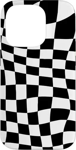 Vista 17 de Funda clásica a cuadros para iPhone 17, diseño ondulado de tablero de ajedrez en blanco y negro