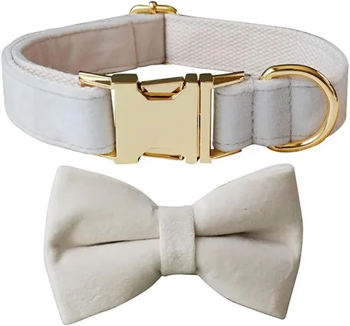 Vista 12 de Love Dream Collar de perro Bowtie de terciopelo, con hebilla de metal desmontable, suave, cómodo, ajustable, para perros pequeños, medianos