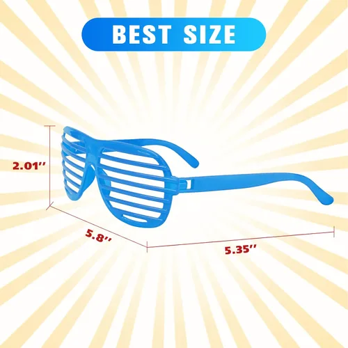 Vista 3 de Paquete de 54 lentes de sol de neón para fiestas, lentes de sol de plástico ranurados para fiestas de los años 80, regalos de fiesta y accesorios