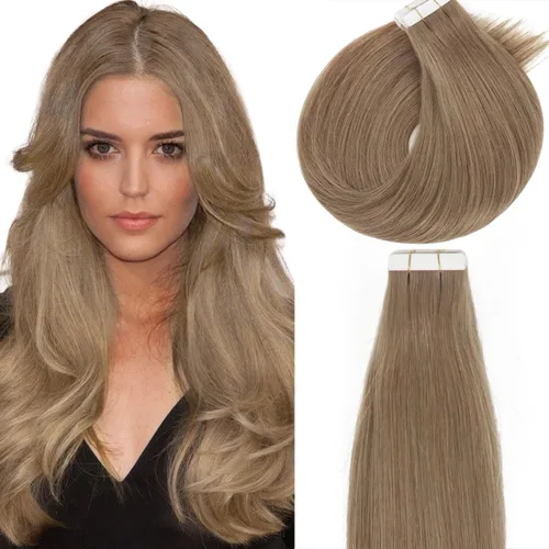 Vista 34 de Lacer Extensiones de cabello humano adhesivas de 12 pulgadas, cinta adhesiva de doble cara para extensiones de cabello de trama cutánea, 20