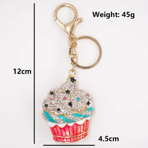 Vista 2 de Llavero de helado para mujer, llavero de cupcake para niñas, lindo llavero de helado, divertidos llaveros de helado, llavero de helado brillante