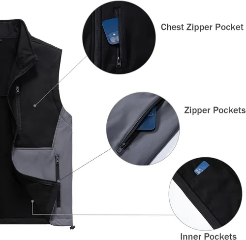 Vista 27 de Msmsse Chaleco ligero para hombre, con cuello alto, sin mangas, para senderismo, correr, golf