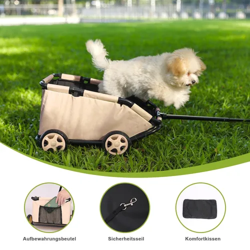 Vista 13 de Mini cochecitos para perros para mini mascotas, carritos de compras multifuncionales plegables con mango extensible, cojín integrado y cuerda
