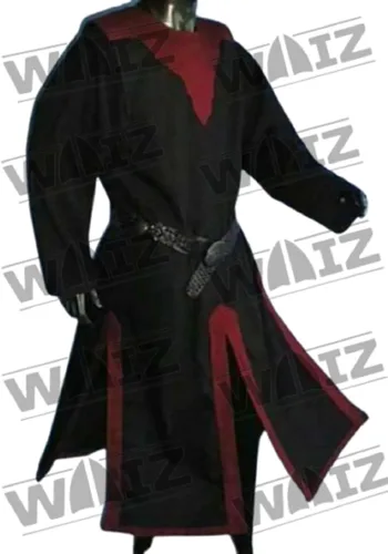 Vista 2 de WAIZ Disfraz medieval para hombre, túnica templaria renacentista, para Halloween, LARP, tops vikingos, caballero, pirata, guerrero vintage